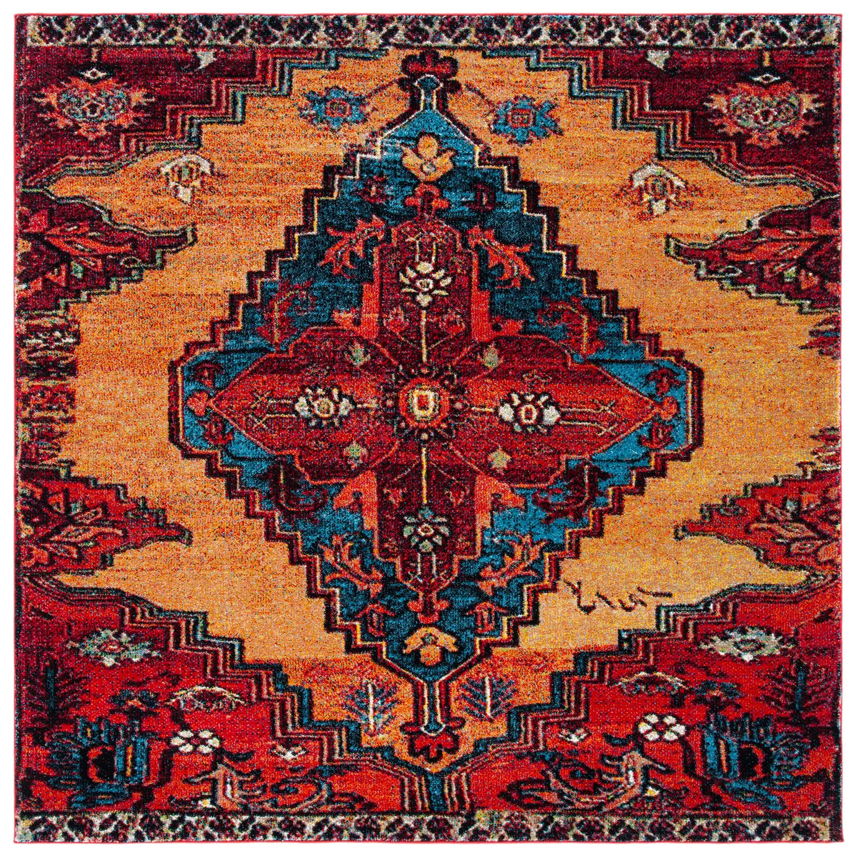 Safavieh Vintage Hamadan 6'-7" x 6'-7" Rug in Red / Blue
