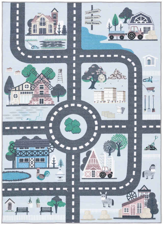 Safavieh Kids Playhouse 200 4'-4" x 6'-0" Rug in Blue / Dark Grey