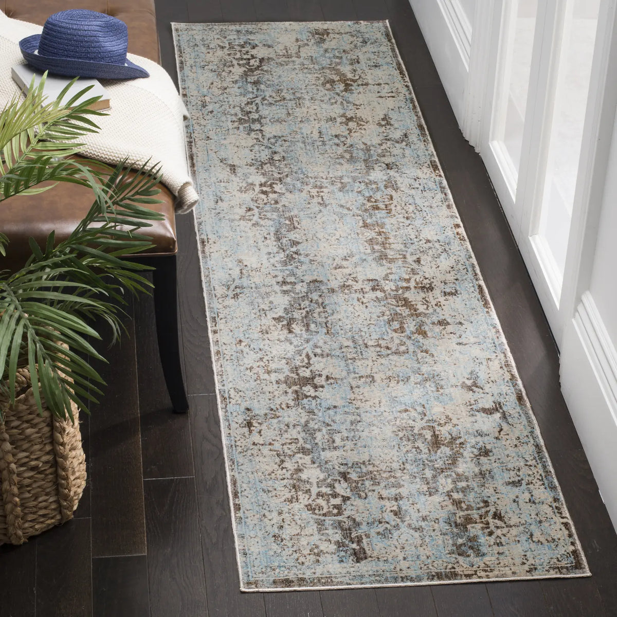 Safavieh Vintage Persian 2'-2" x 10'-0" Rug in Brown / Light Blue