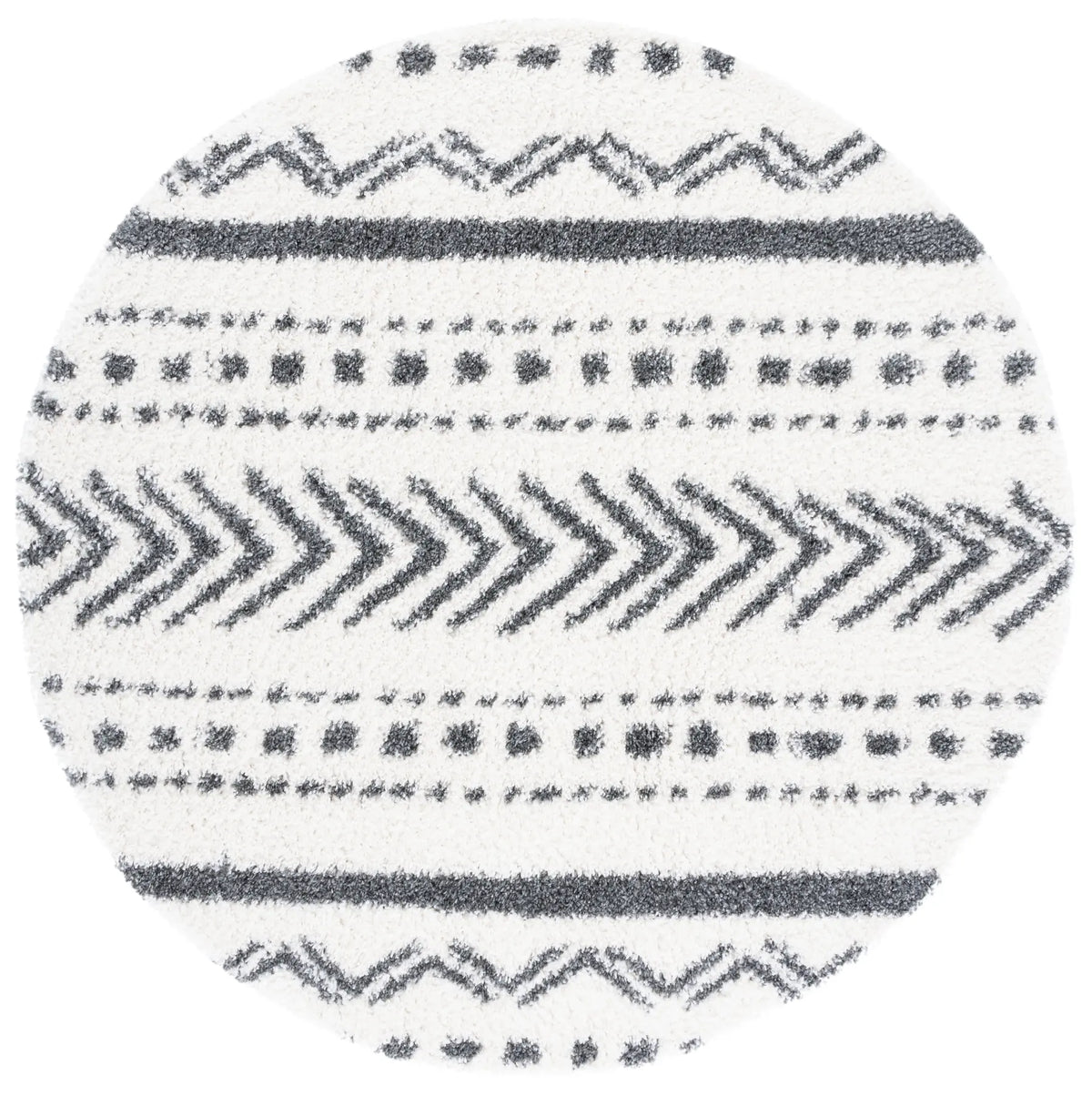 Safavieh Parma Shag 6'-7" x 6'-7" Rug in Ivory / Charcoal