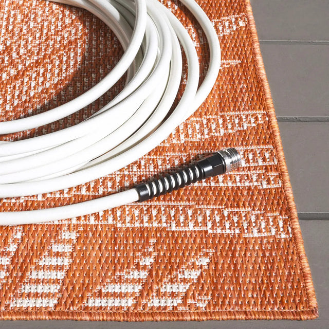 Safavieh Beach House 4'-0" x 6'-0" Rug in Orange / Ivory