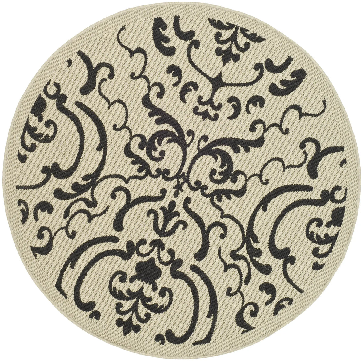 Safavieh Courtyard 5'-3" x 5'-3" Rug in Sand / Black