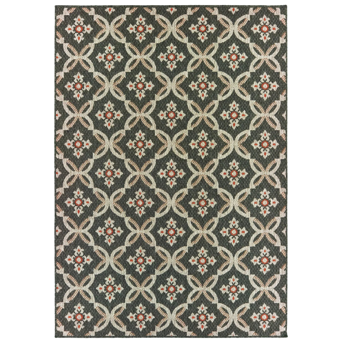 Oriental Weavers Sphinx Latitude 1904K Grey / Orange Rugs - main flat
