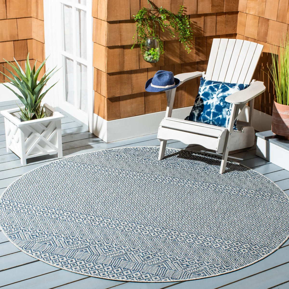 Safavieh Courtyard 10'-0" x 10'-0" Rug in Grey / Blue