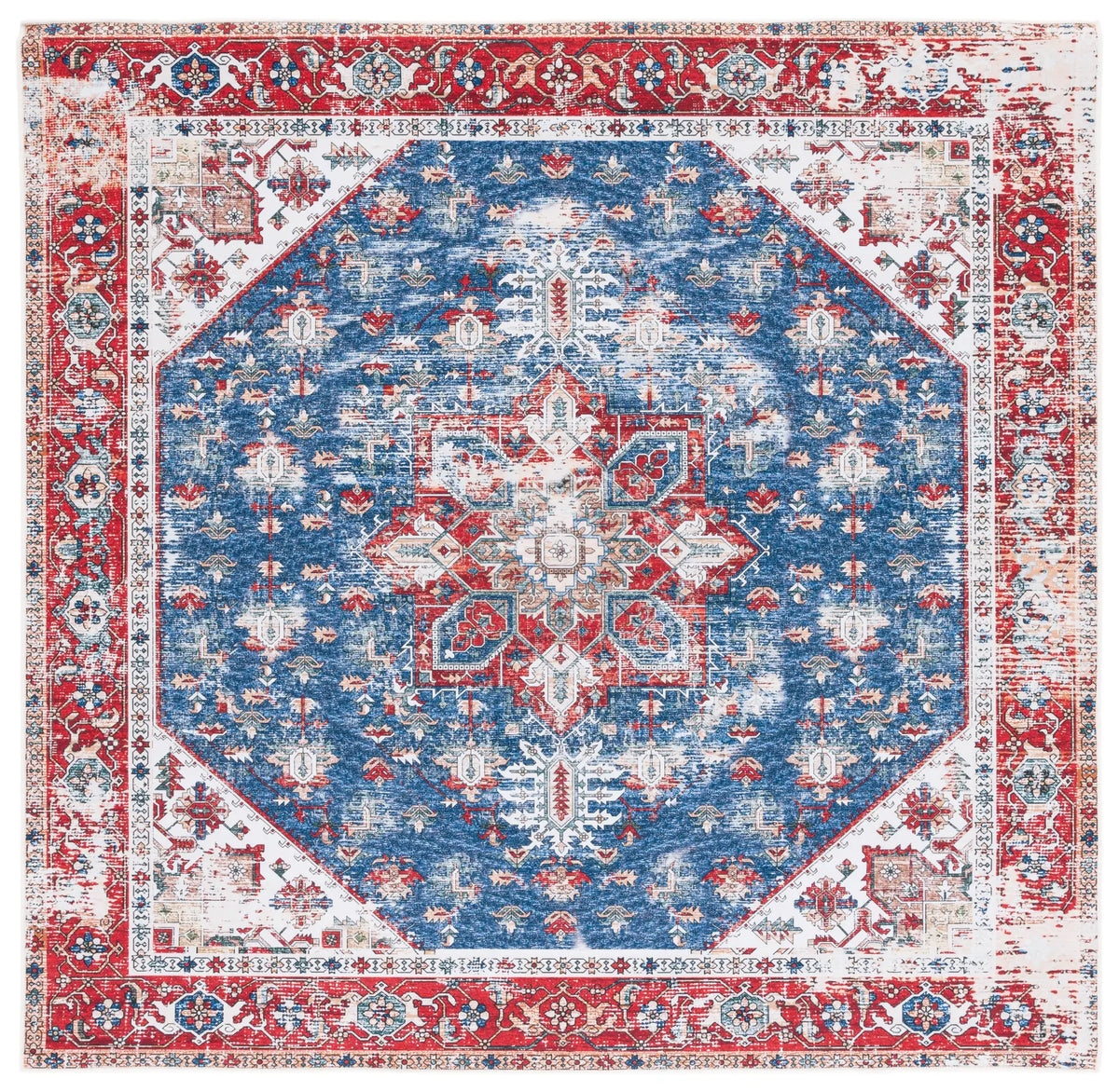 Safavieh Tucson 5'-0" x 5'-0" Rug in Blue / Red