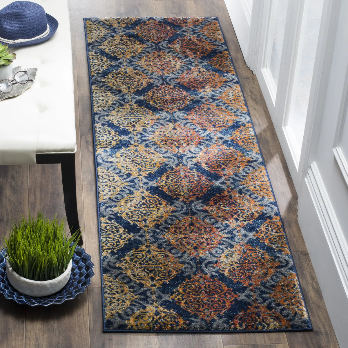 Safavieh Evoke 2'-2" x 7'-0" Rug in Blue / Orange