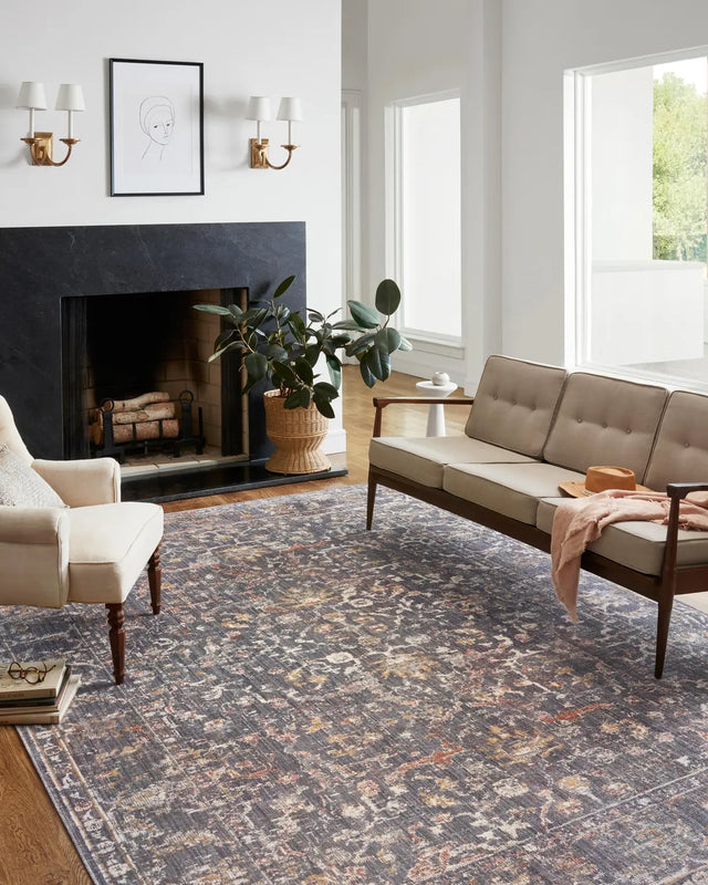 Chris Loves Julia x Loloi Rosemarie ROE-04 Graphite / Multi Rug - room scene 1