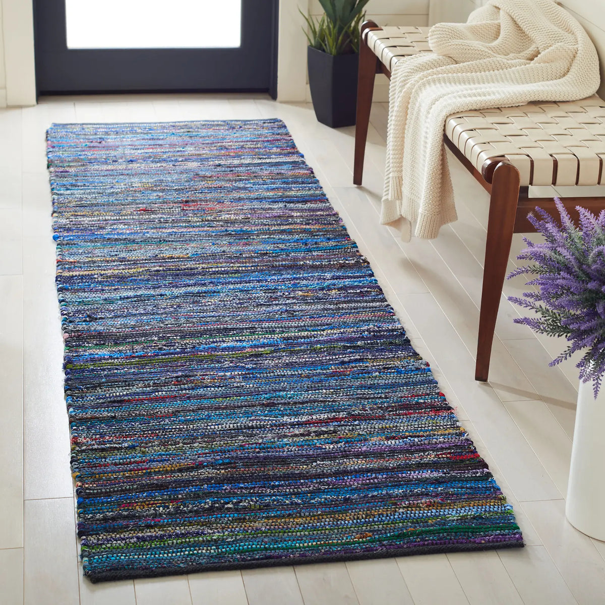 Safavieh Rag Rug 2'-3" x 8'-0" Rug in Turquoise / Black