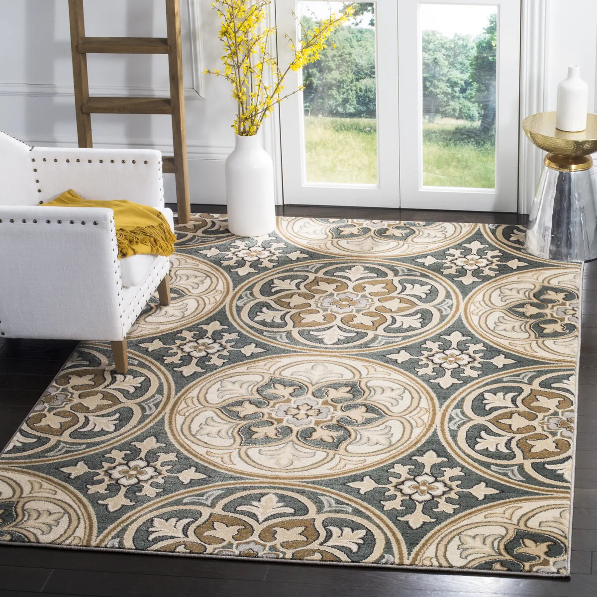 Safavieh Lyndhurst 4'-0" x 6'-0" Rug in Slate Blue / Beige