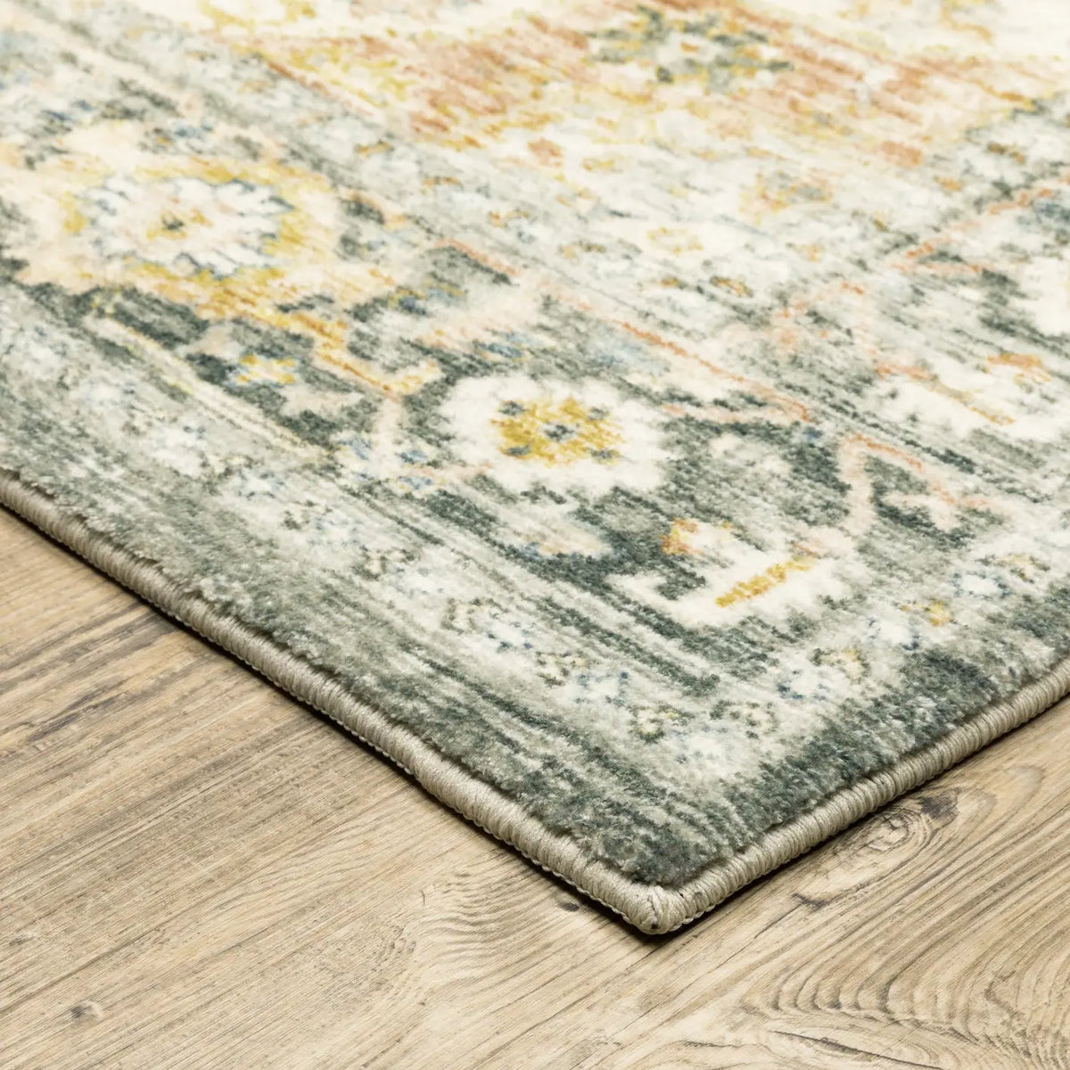 Oriental Weavers Savoy 28103 Grey/ Gold Rug - corner detail