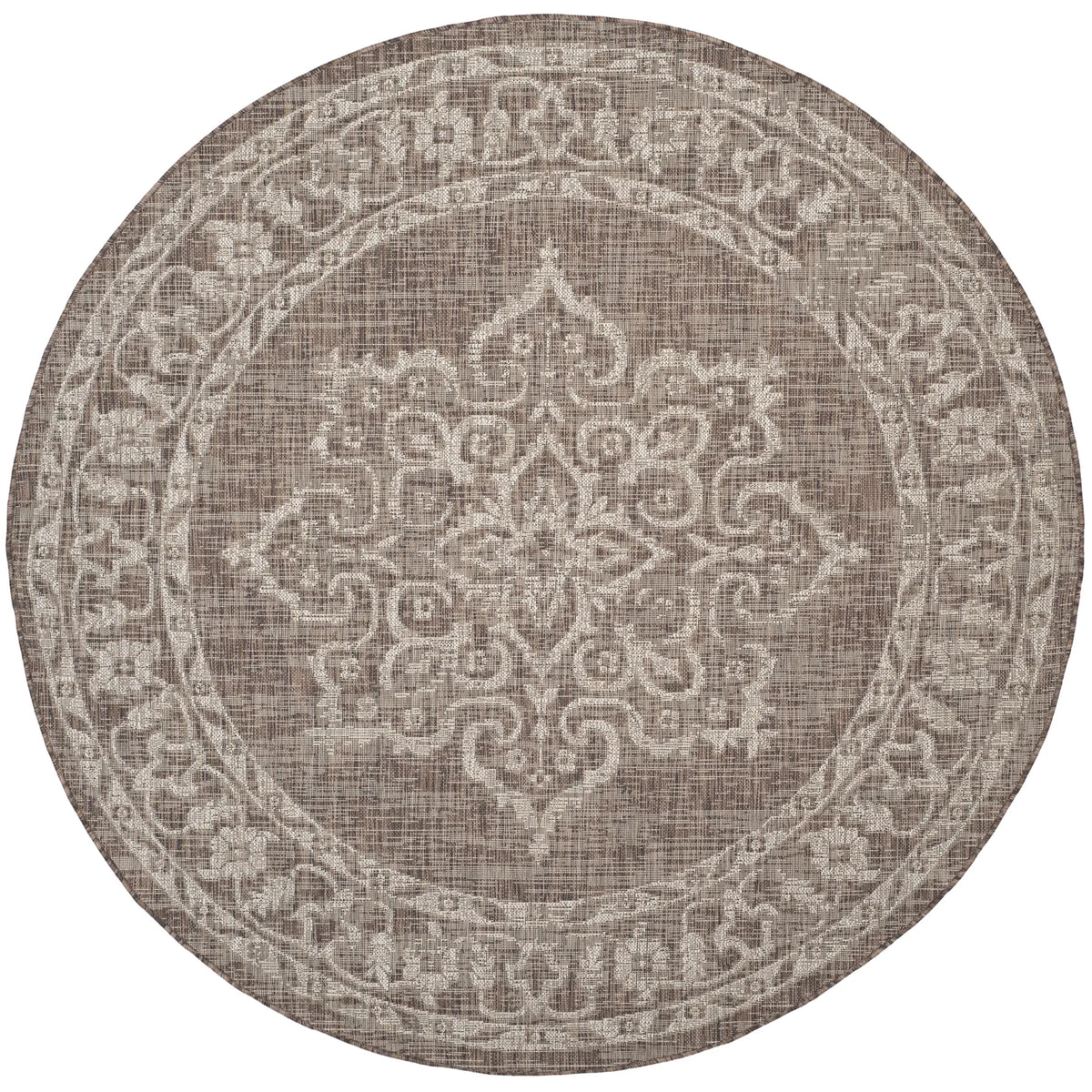 Safavieh Courtyard 6'-7" x 6'-7" Rug in Brown / Beige