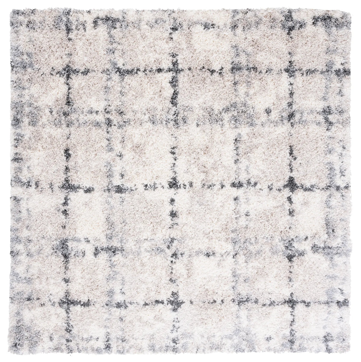 Safavieh Fontana Shag 800 6'-7" x 6'-7" Rug in Grey / Ivory