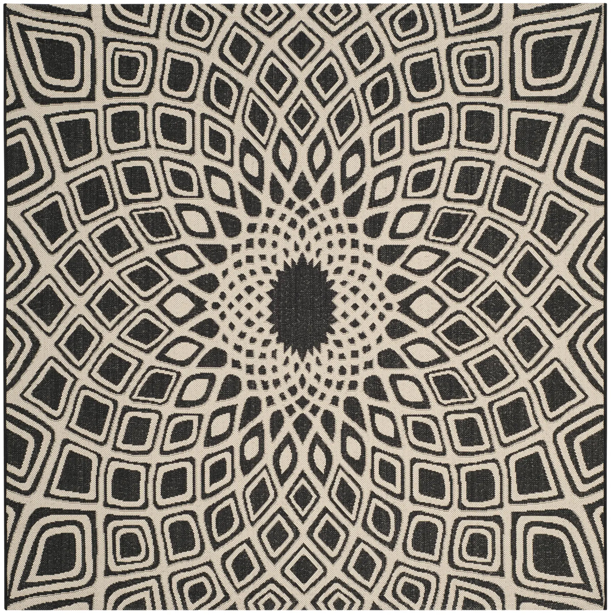 Safavieh Courtyard 6'-7" x 6'-7" Rug in Black / Beige