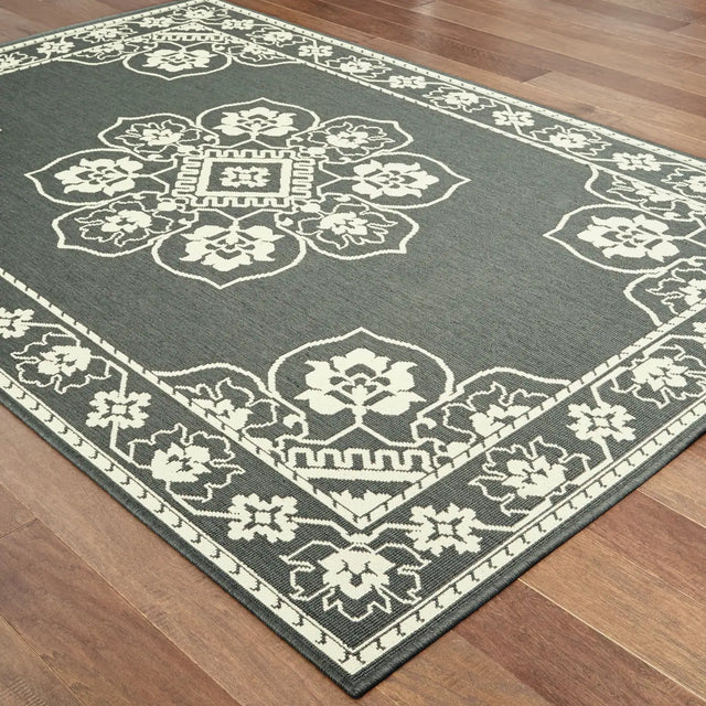Oriental Weavers Sphinx Marina 7764E Grey / Ivory Rugs - angle detail