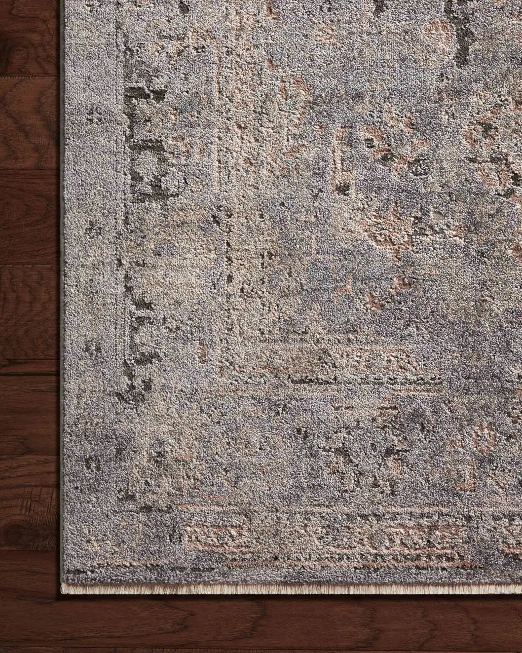 Loloi Sonnet Snn-05 Charcoal/Slate Rug - corner on wood