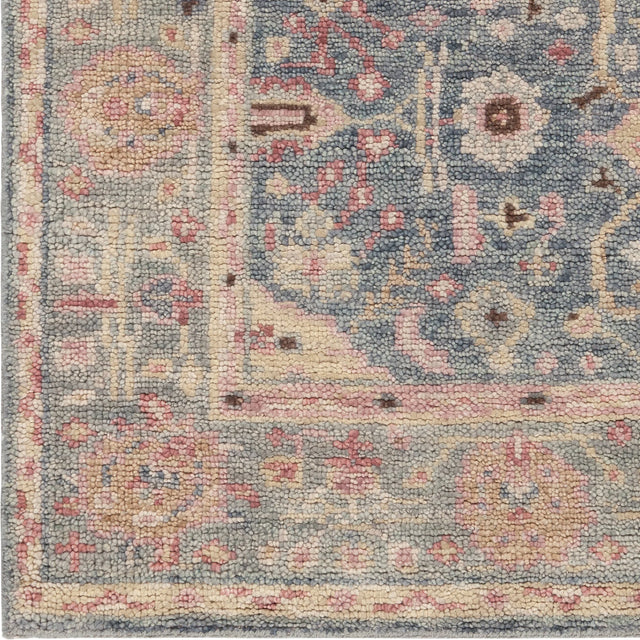 Chandra Wendi WEN-58103 Blue / Gold / Green / Multi rug, close-up detail