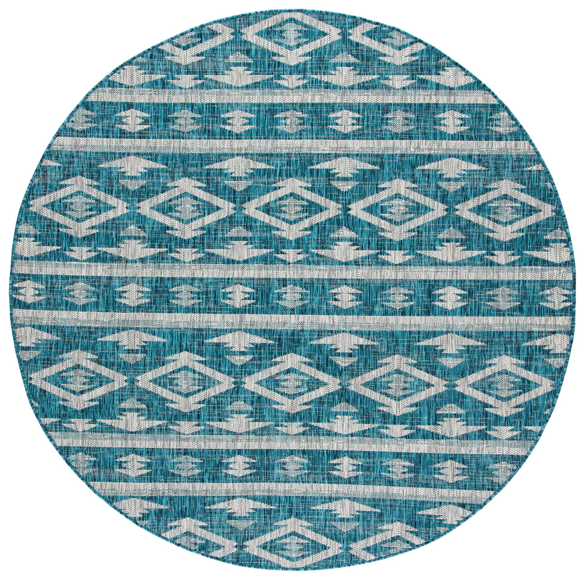 Safavieh Courtyard 6'-7" x 6'-7" Rug in Teal / Grey