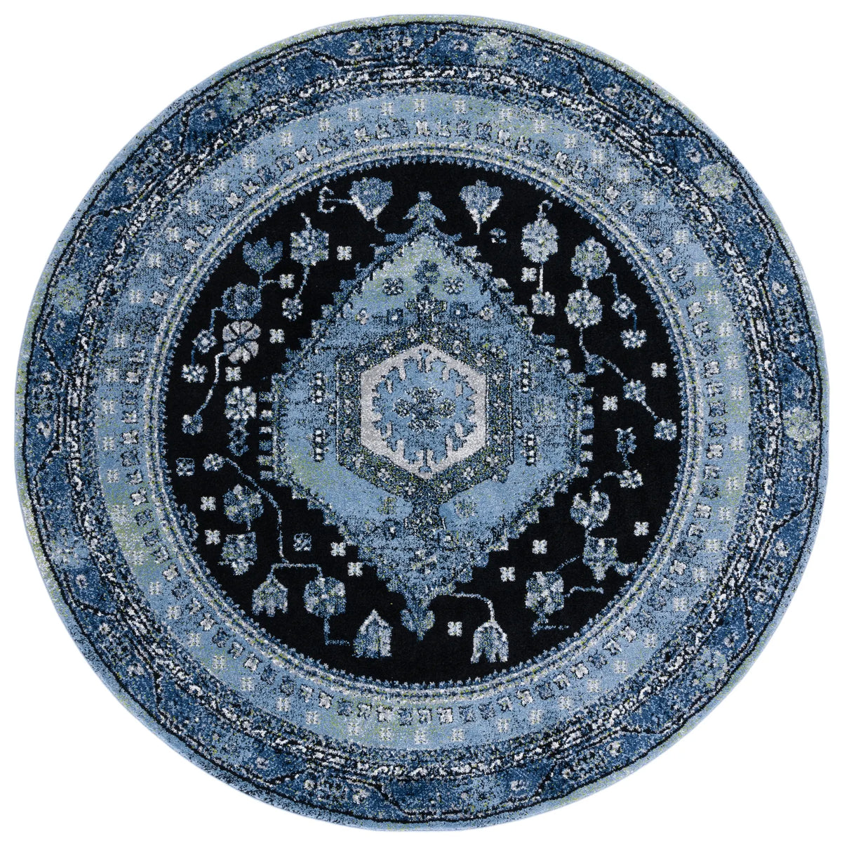 Safavieh Vintage Hamadan 6'-7" x 6'-7" Rug in Light Blue / Black