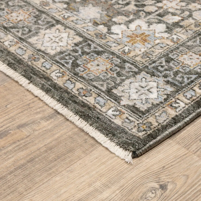 Oriental Weavers Sphinx Maharaja 071N1 Charcoal/Ivory Rugs - corner detail