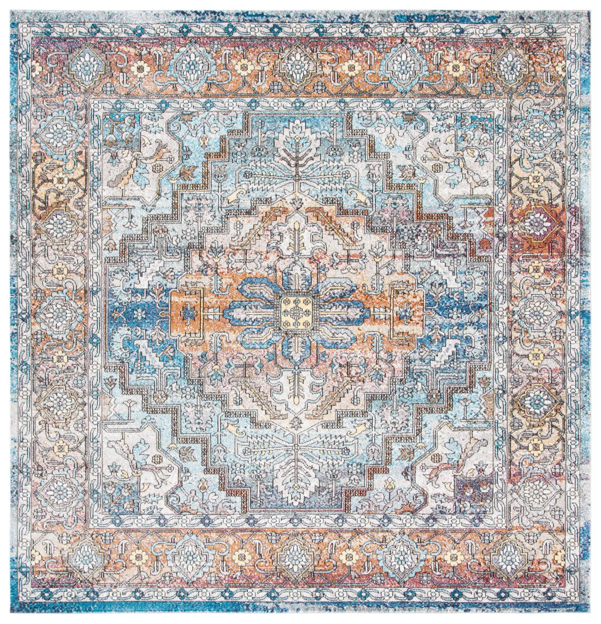 Safavieh Aria 6'-5" x 6'-5" Rug in Turquoise / Light Orange