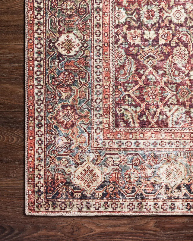 Loloi Layla Lay-11 Cinnamon/Sage Rugs - corner on wood