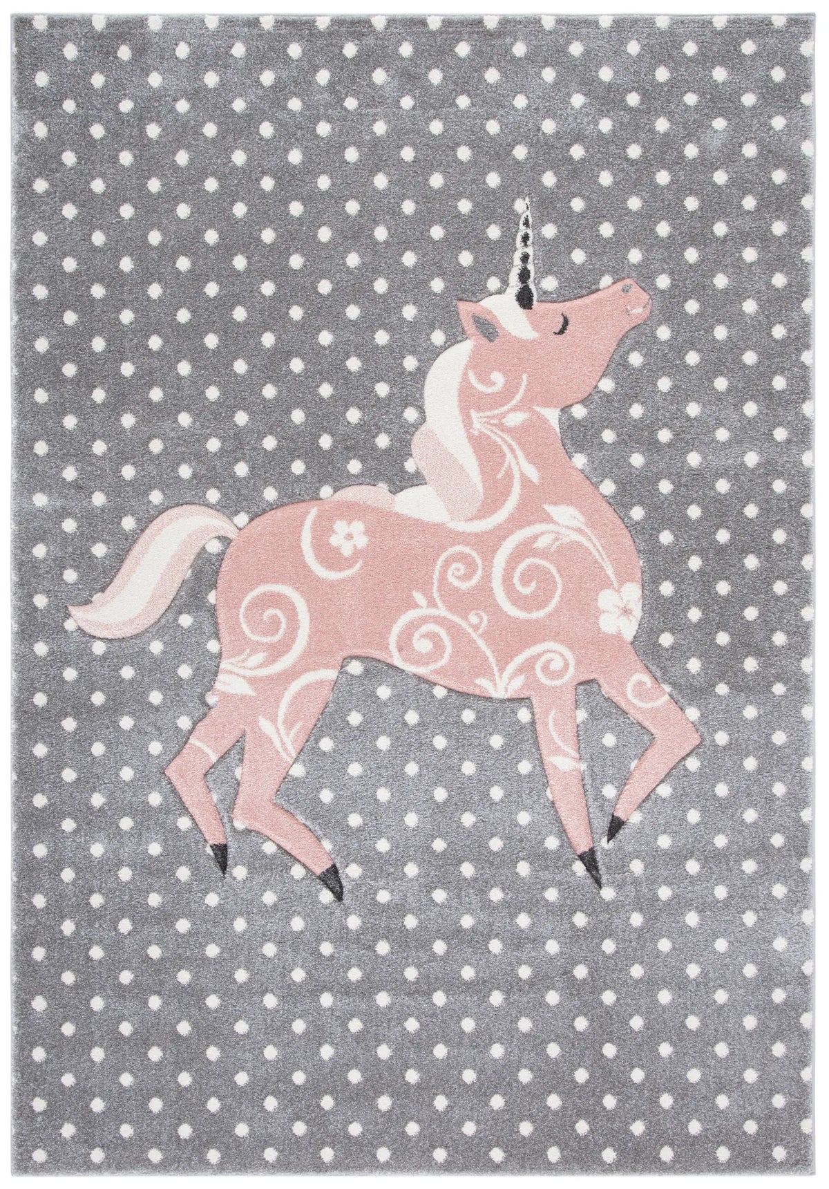 Safavieh Carousel Kids 100 4'-0" x 6'-0" Rug in Grey/Ivory / Pink