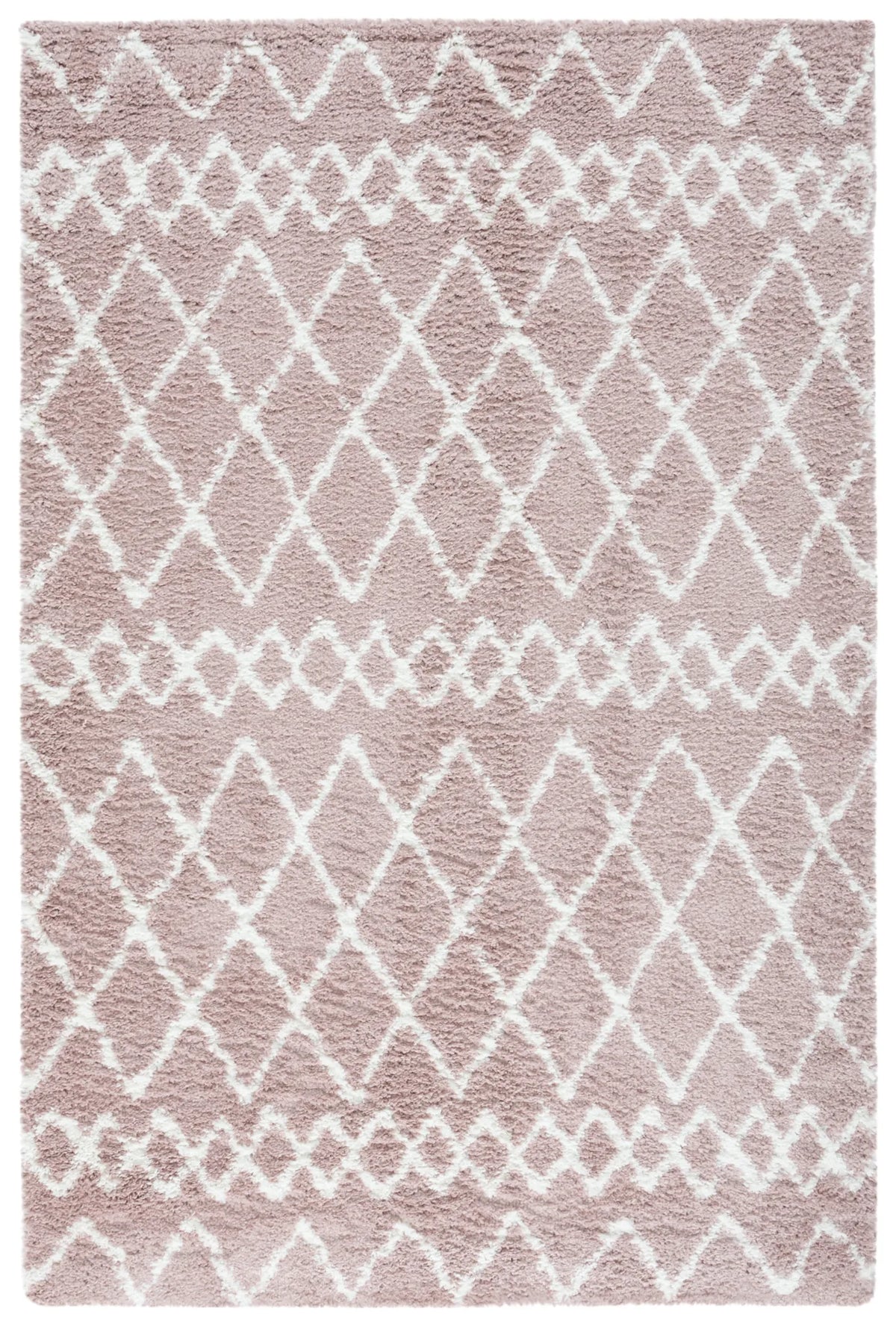 Safavieh Berber Shag 4'-0" x 6'-0" Rug in Light Rose / Ivory