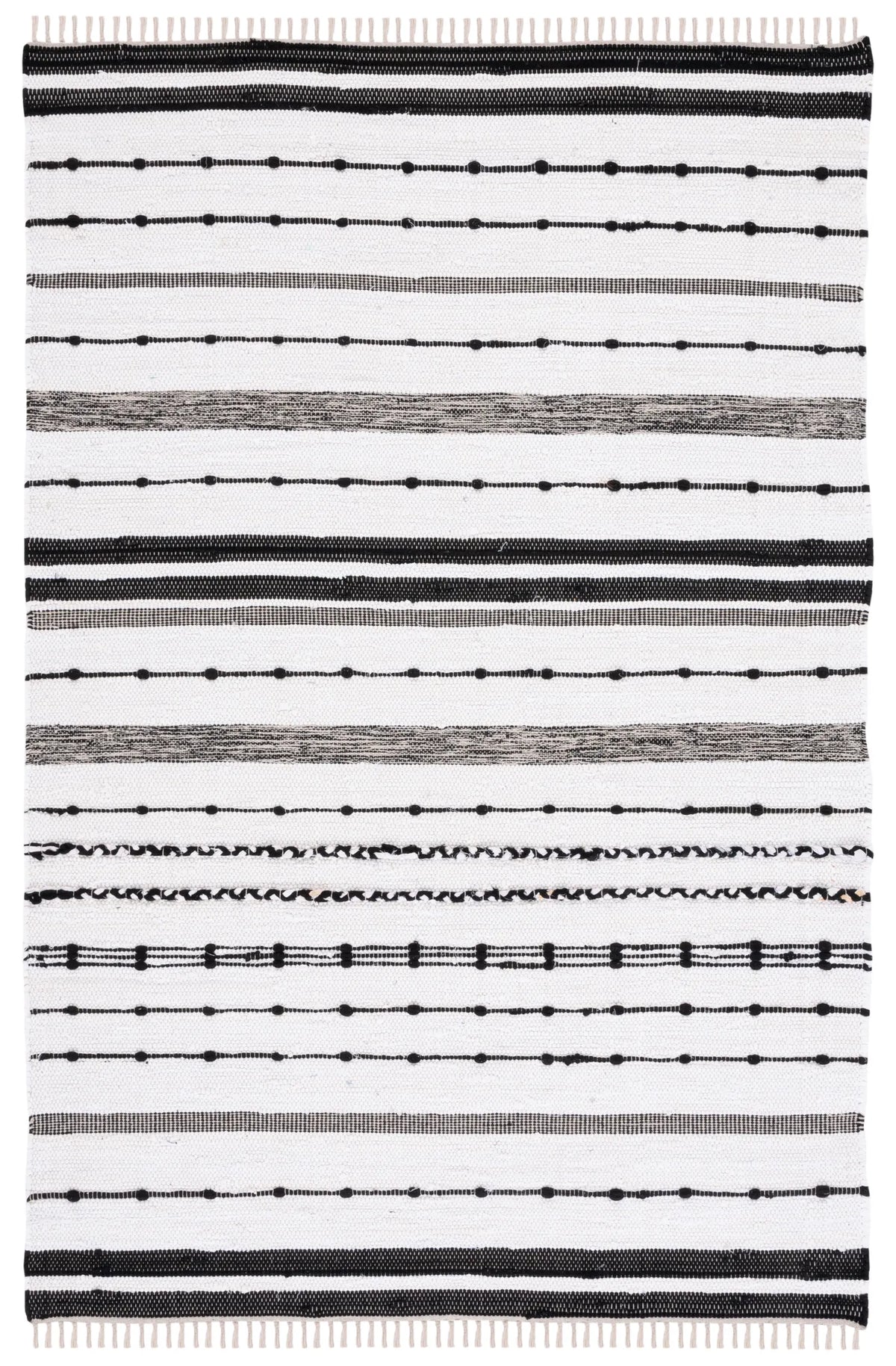 Safavieh Striped Kilim 4'-0" x 6'-0" Rug in Ivory / Black