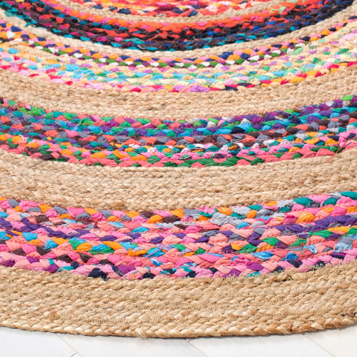 Safavieh Natural Fiber 5'-0" x 5'-0" Rug in Pink / Natural