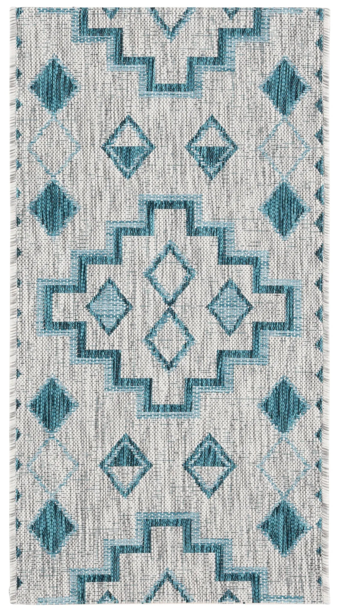 Safavieh Courtyard 2'-0" x 3'-7" Rug in Grey / Teal