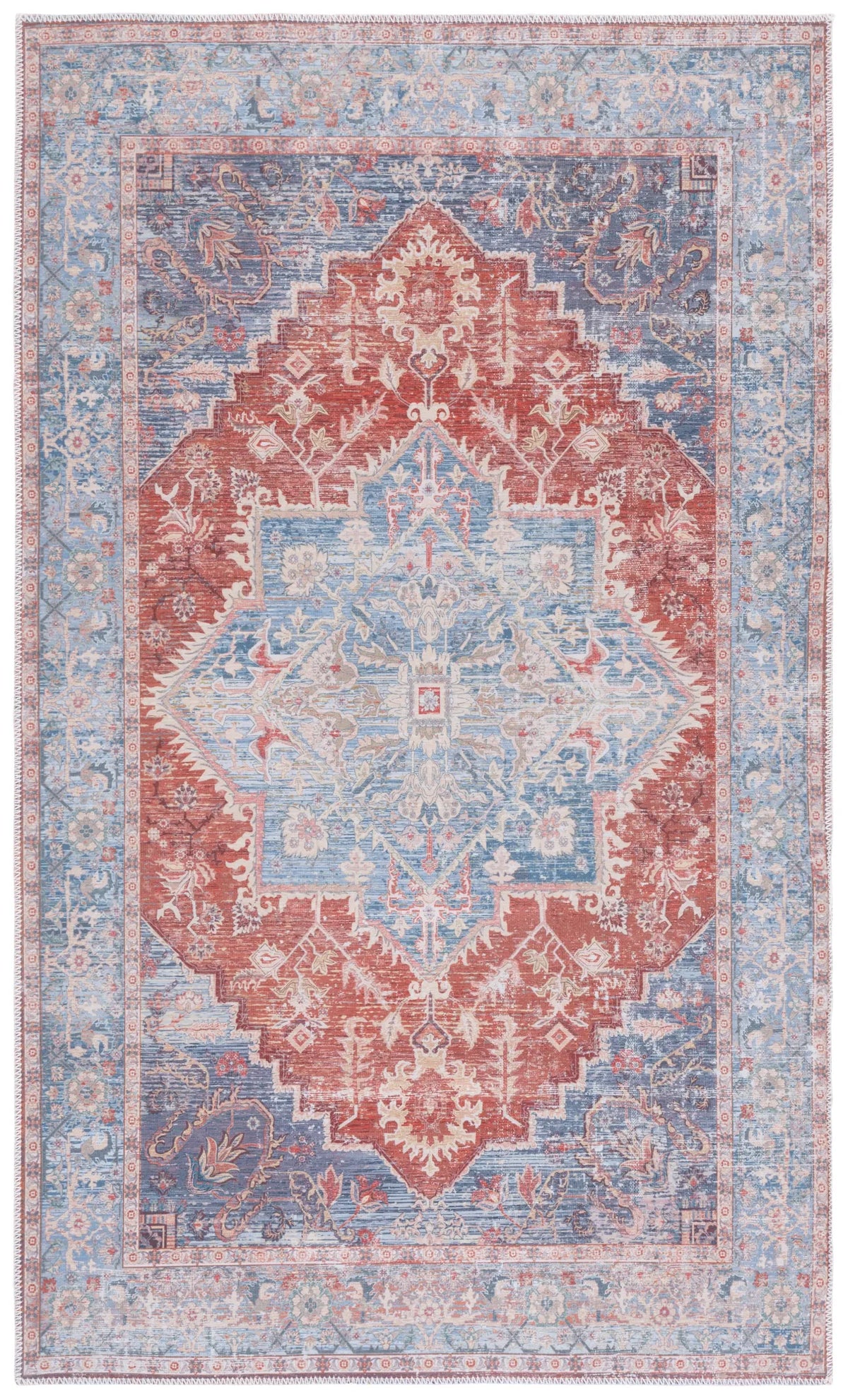 Safavieh Arizona 3'-0" x 5'-0" Rug in Light Blue / Rust