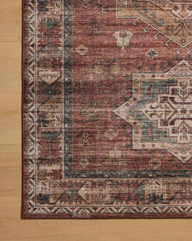 Loloi Anniston ANS-04 Spice / Multi Rug - corner on wood
