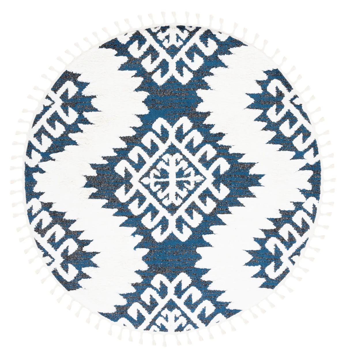 Safavieh Moroccan Tassel Shag 6'-7" x 6'-7" Rug in Navy / Ivory