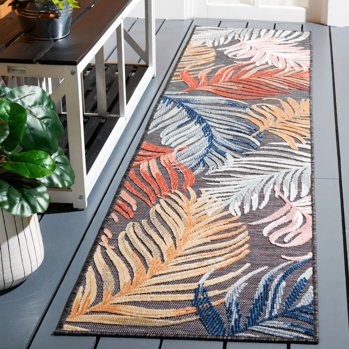 Safavieh Cabana 2'-0" x 10'-0" Rug in Black / Rust