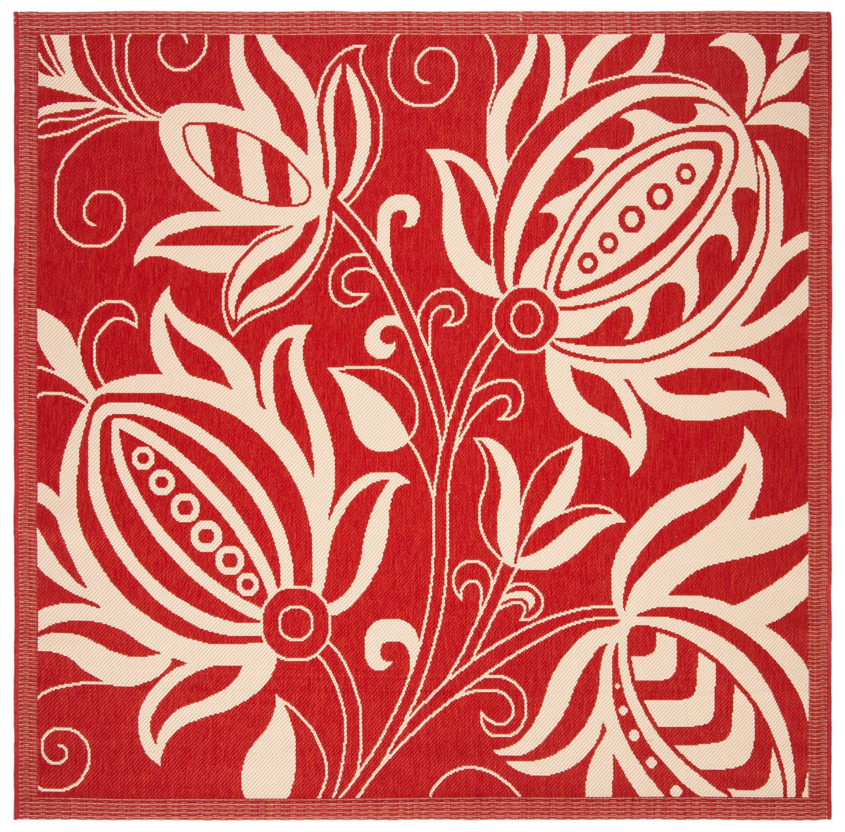 Safavieh Courtyard 6'-7" x 6'-7" Rug in Red / Natural
