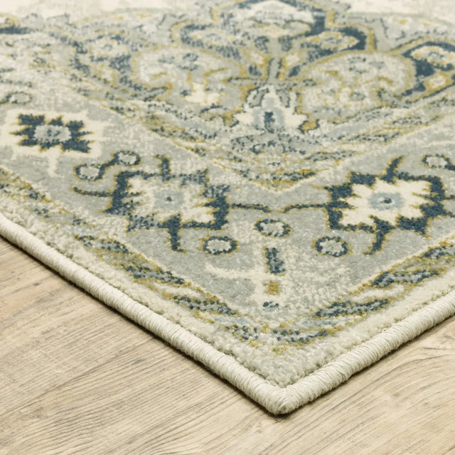Oriental Weavers Sphinx Branson Br04B Ivory/ Blue Rugs - corner detail