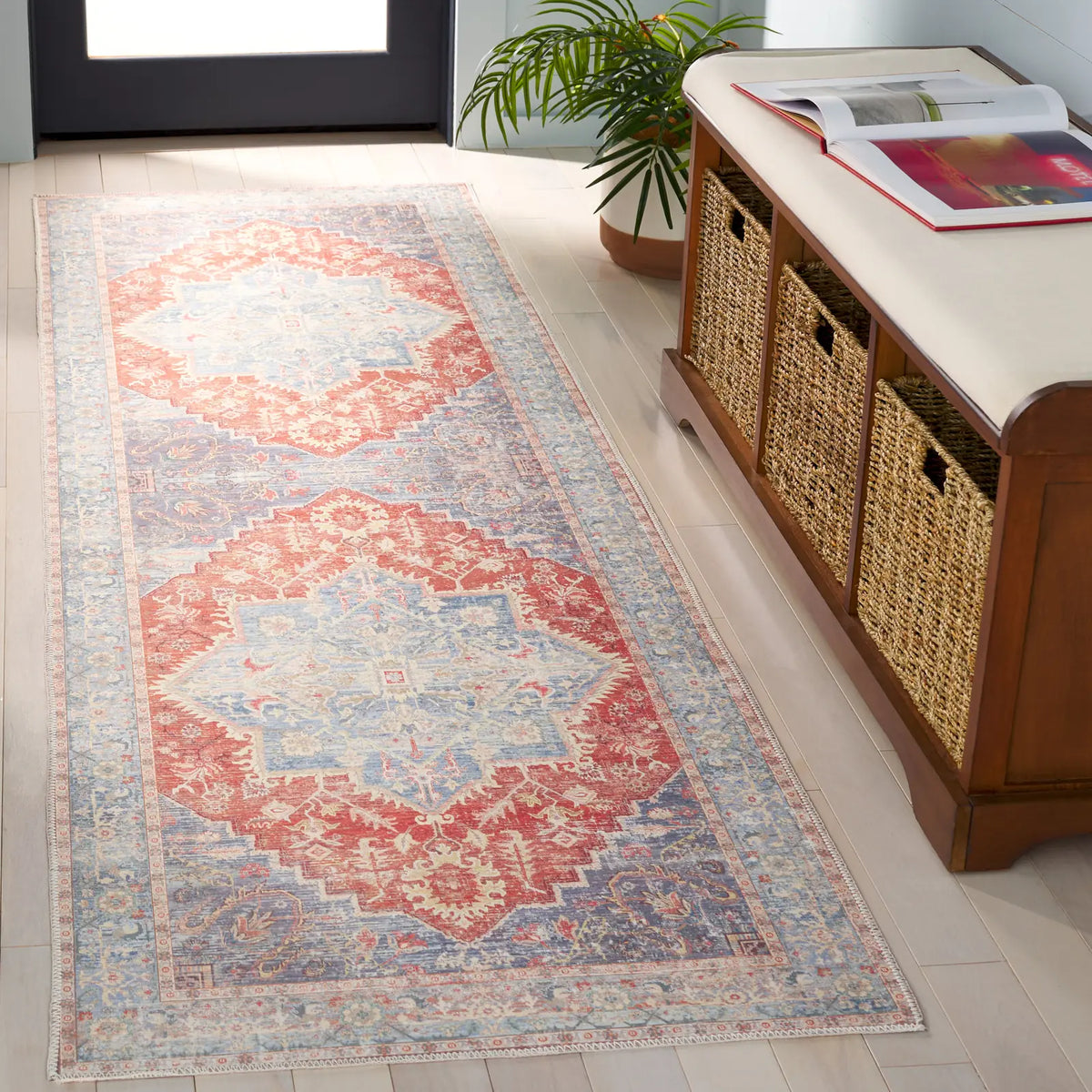 Safavieh Arizona 2'-6" x 8'-0" Rug in Light Blue / Rust