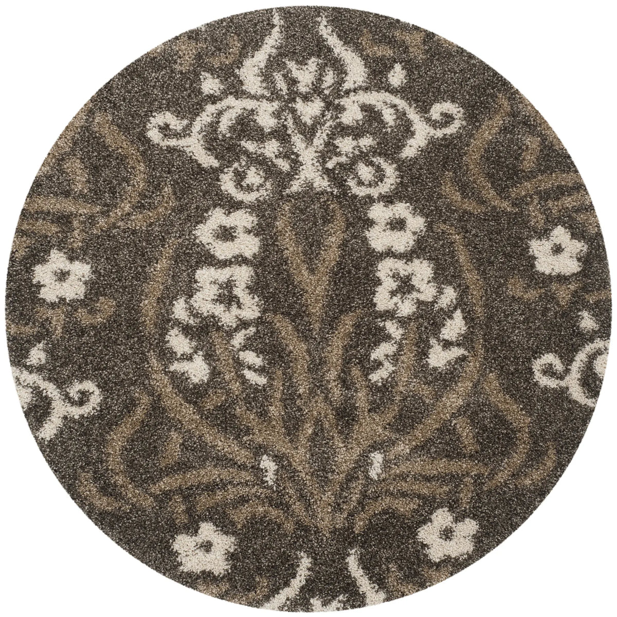 Safavieh Florida Shag 4'-0" x 4'-0" Rug in Smoke / Beige
