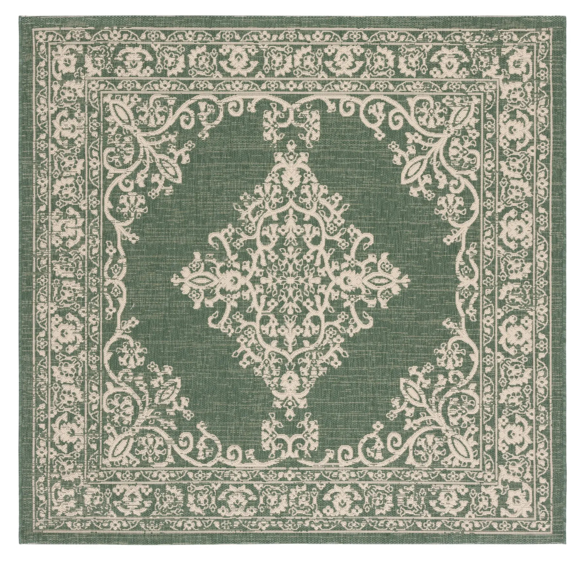 Safavieh Courtyard 6'-7" x 6'-7" Rug in Dark Green / Beige