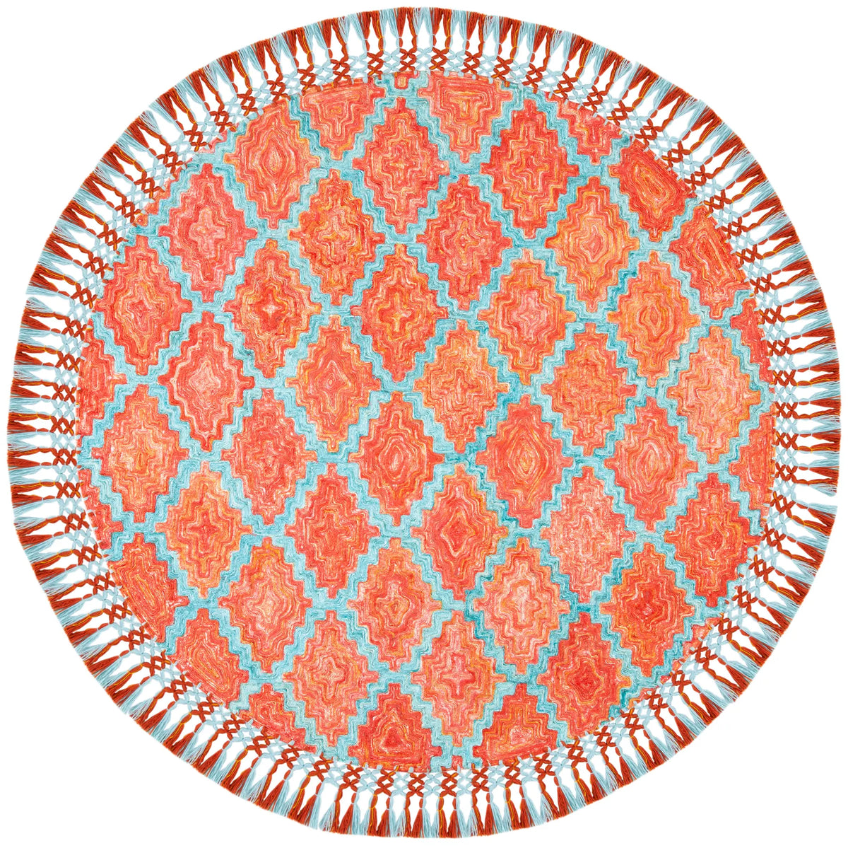 Safavieh Sahara 6'-0" x 6'-0" Rug in Rust / Aqua
