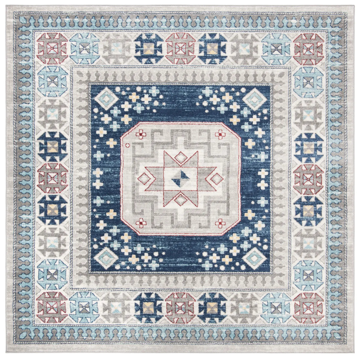 Safavieh Kazak 100 6'-7" x 6'-7" Rug in Grey / Blue