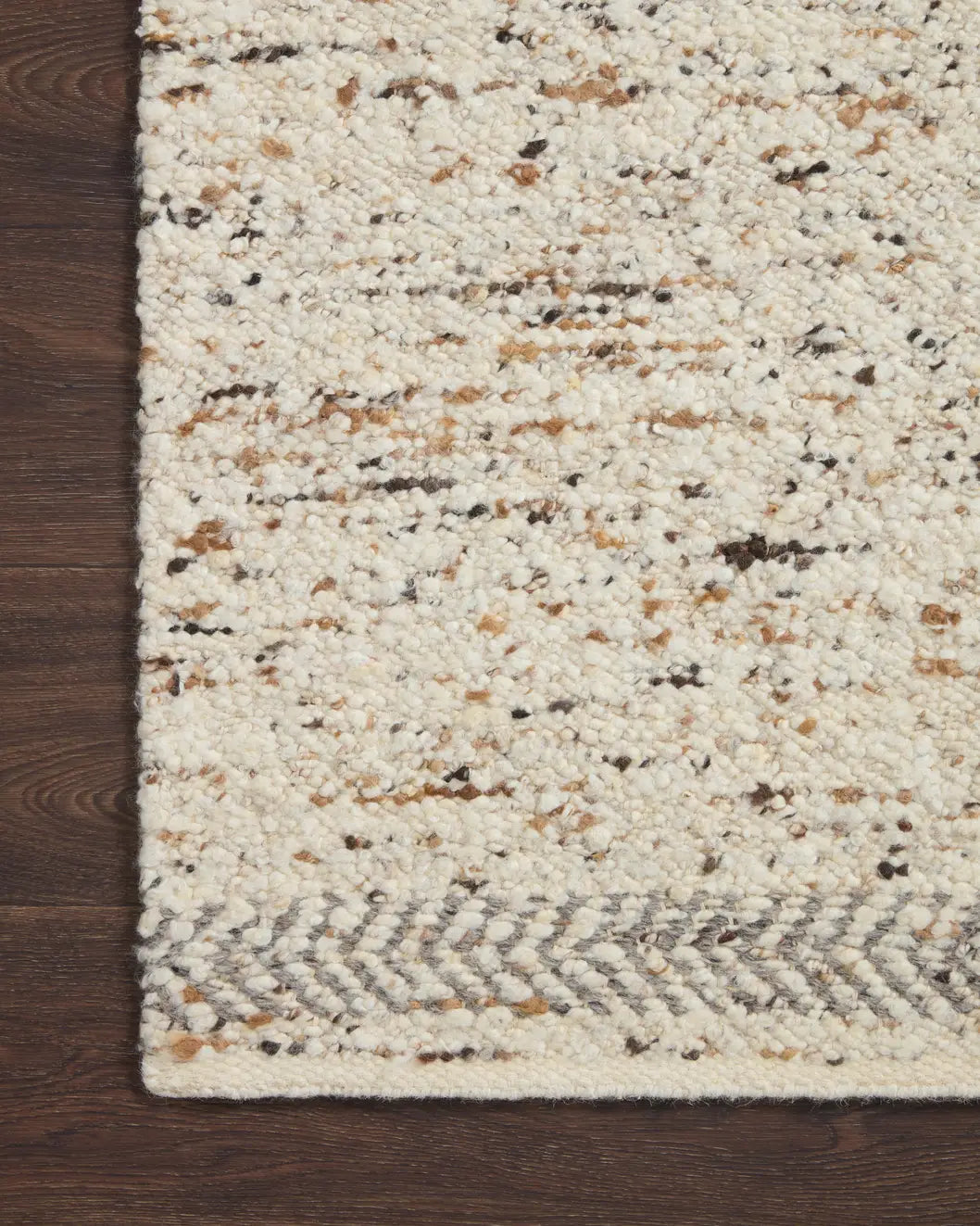 Loloi Reyla Rla-01 Pebble/Stone Rug - corner on wood