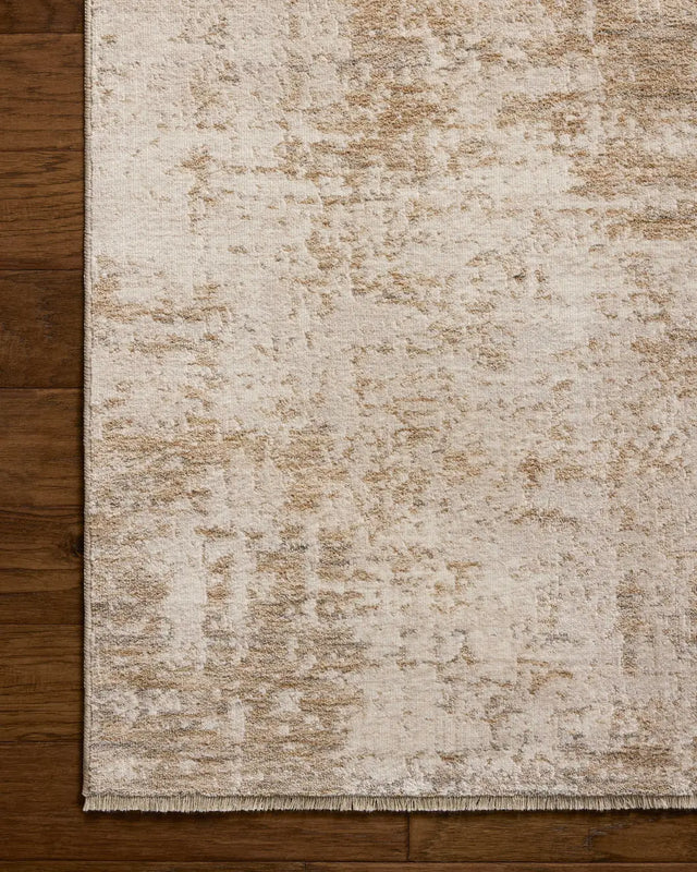 Loloi Nellie NEL-03 Stone / Taupe Rug - corner on wood