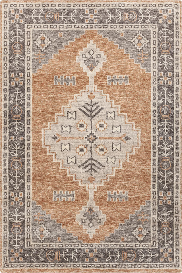 Chandra Leela LEE-57100 Rust / Gray / Brown rug, flat view