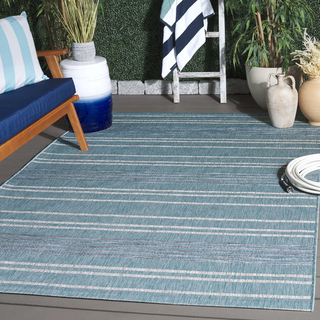 Safavieh Courtyard 5'-3" x 7'-7" Rug in Aqua / Grey