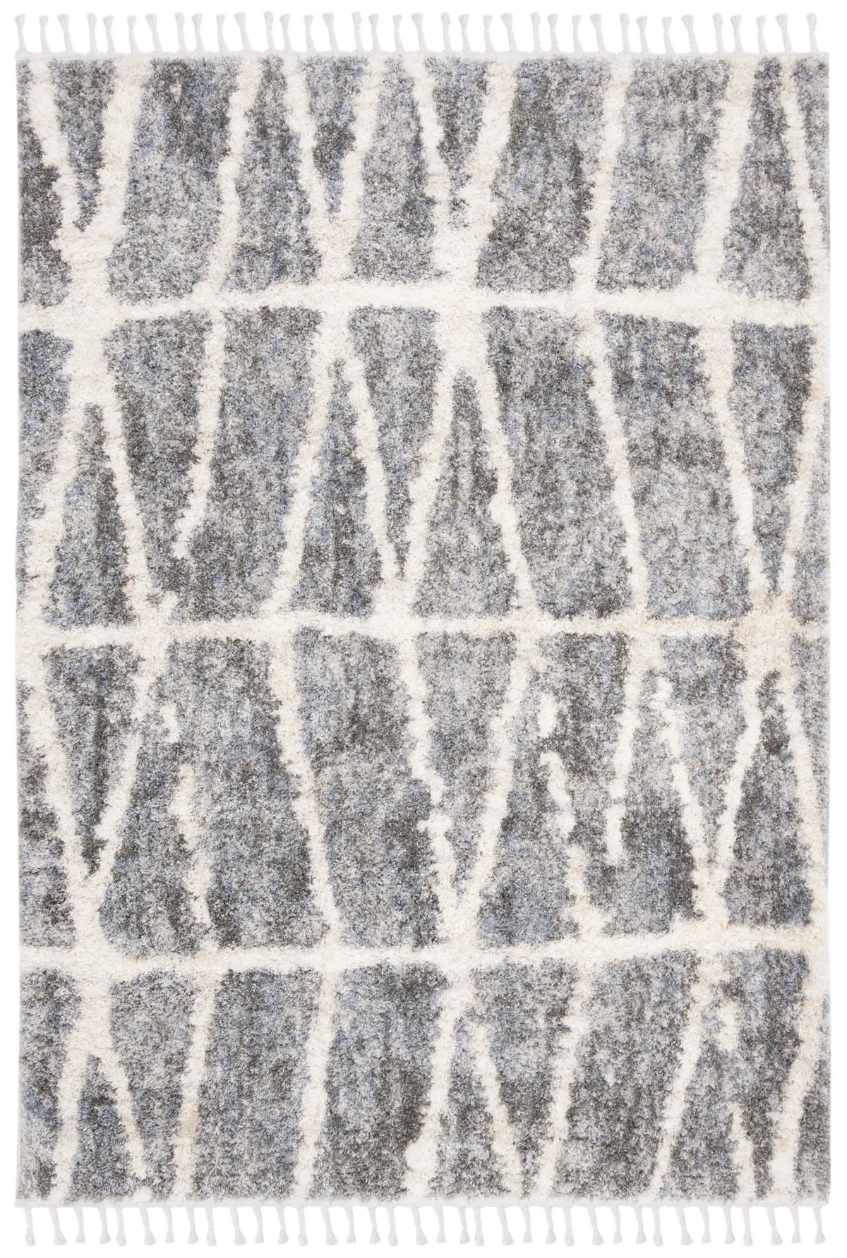 Safavieh Berber Fringe Shag 5'-3" x 7'-6" Rug in Grey / Cream