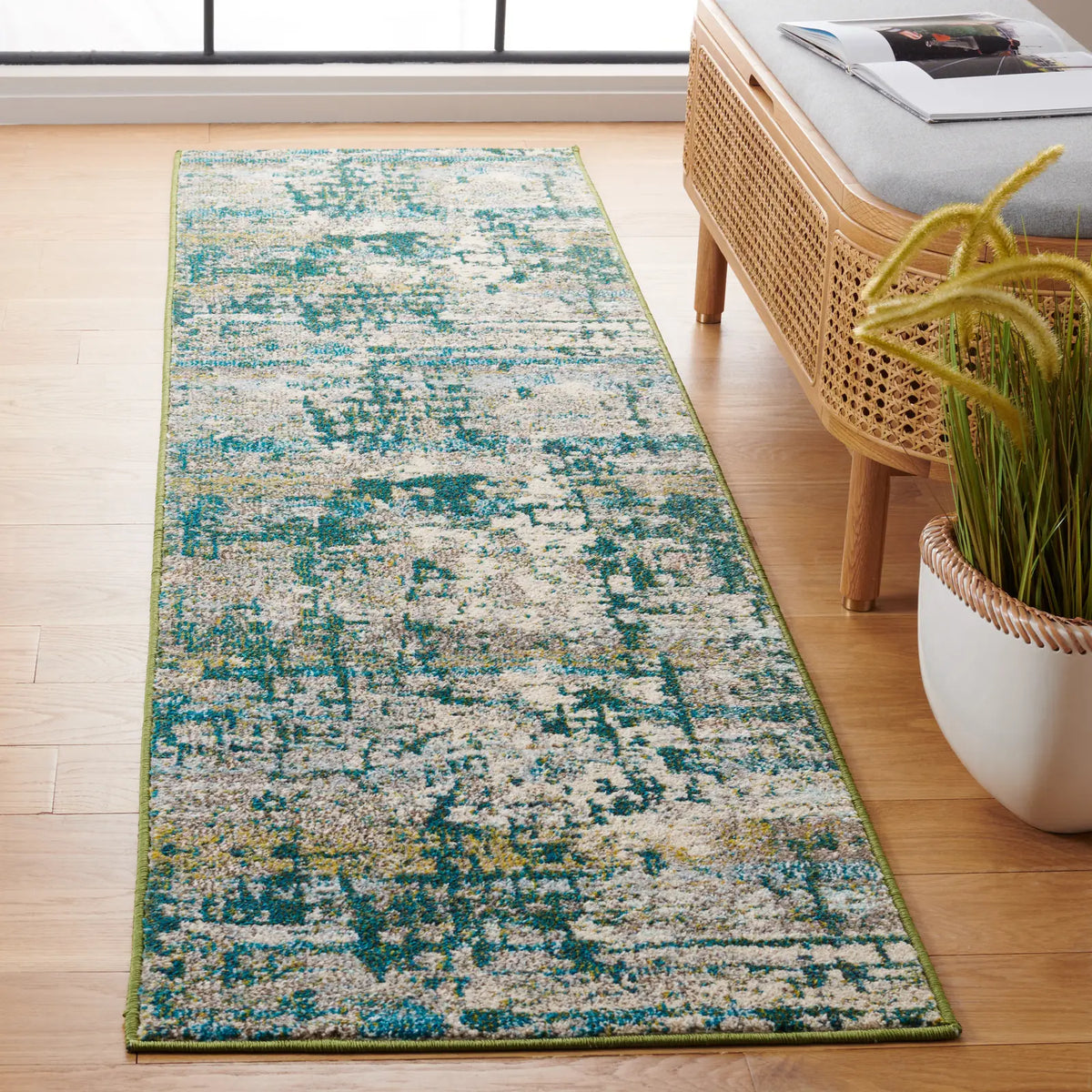 Safavieh Madison 2'-2" x 8'-0" Rug in Green / Beige