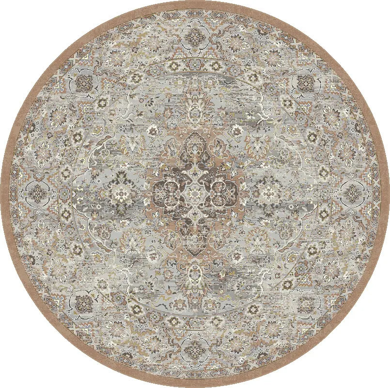 Dynamic Rugs Ancient Garden 57275 Beige/Multi Rug - Round