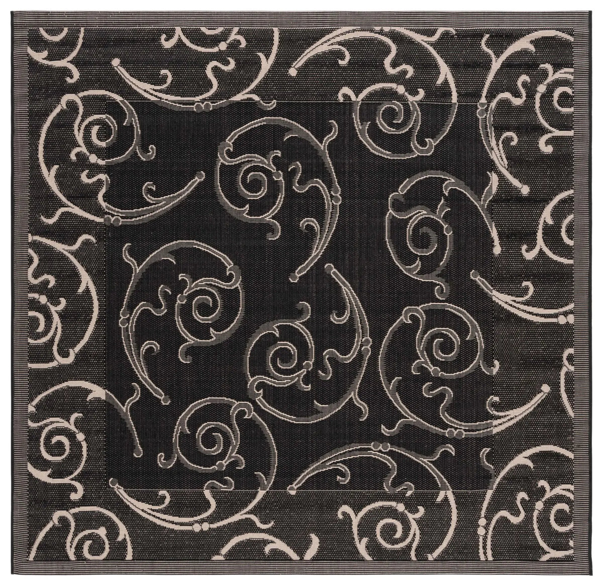 Safavieh Courtyard 6'-7" x 6'-7" Rug in Black / Sand