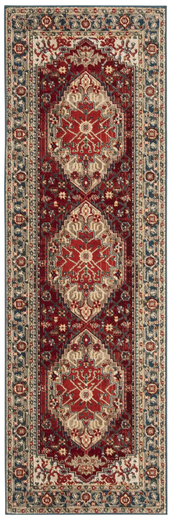 Safavieh Kashan 2'-6" x 10'-0" Rug in Blue / Red